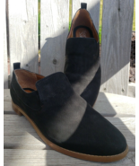 Franco Sarto Leather Loafers Womens 7.5 M Hum Black Nubuck Cushioned Sli... - $23.98
