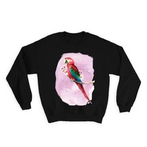 Macaw Tropical Flowers : Gift Sweatshirt Parrot Bird Animal Cute - £23.21 GBP