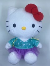Sanrio Hello Kitty Tutu Cute Plush Hoodie Bow, 10&quot; Tall White with Red Bow - $14.80