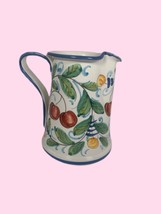 Handpainted Water Pitcher 7” Signed Armando Pogg Firenze ITALY Cherries Leaves - £22.71 GBP