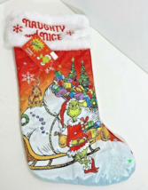 Dr Seuss Grinch Red Naughty and Nice Holiday 16 in Red Christmas Stocking NEW - £12.00 GBP