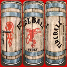 Fire Ball Whisky Wood Barrel Bourbon cinnamon Tumbler - $18.95
