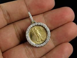 1/2Ct Simulated Diamond Statue of Liberty Pendant 14K Yellow Gold Platted Silver - £81.01 GBP