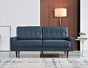 US Pride Furniture Modern Style Faux Leather 69.3 Wide with Round Tapere... - $731.99