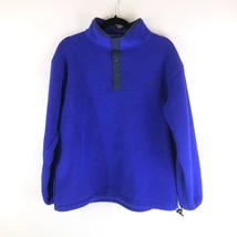 LL Bean Womens Fleece Sweatshirt Snap Placket Long Sleeve Mock Neck Blue M - £15.34 GBP