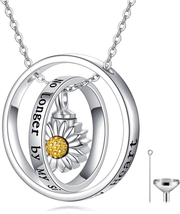 Mothers Day Gifts for Mom Women, Cremation Jewelry 925 Sterling Silver Sunflower - £55.58 GBP