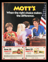 1987 Mott&#39;s Apple Based Juices Circular Coupon Advertisement - £15.11 GBP