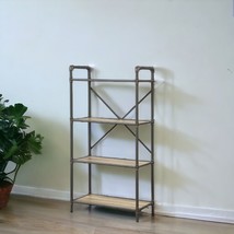 49&quot; Gray Brown Metal Four Tier Etagere Bookcase - $4,749.04 MXN