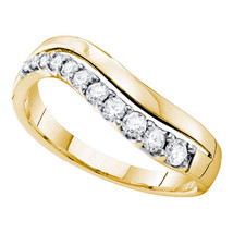 14k Yellow Gold Womens Round Diamond Curved Single Row Band 1/3 Cttw - £472.46 GBP