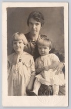 RPPC Vintage Portrait Of Woman And Children Edwardian Era Real Photo Postcard - £13.07 GBP