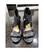 Audrey Brooke Sandal Womens Size 9 Black Leather Double Two Straps Block... - $37.91 CAD