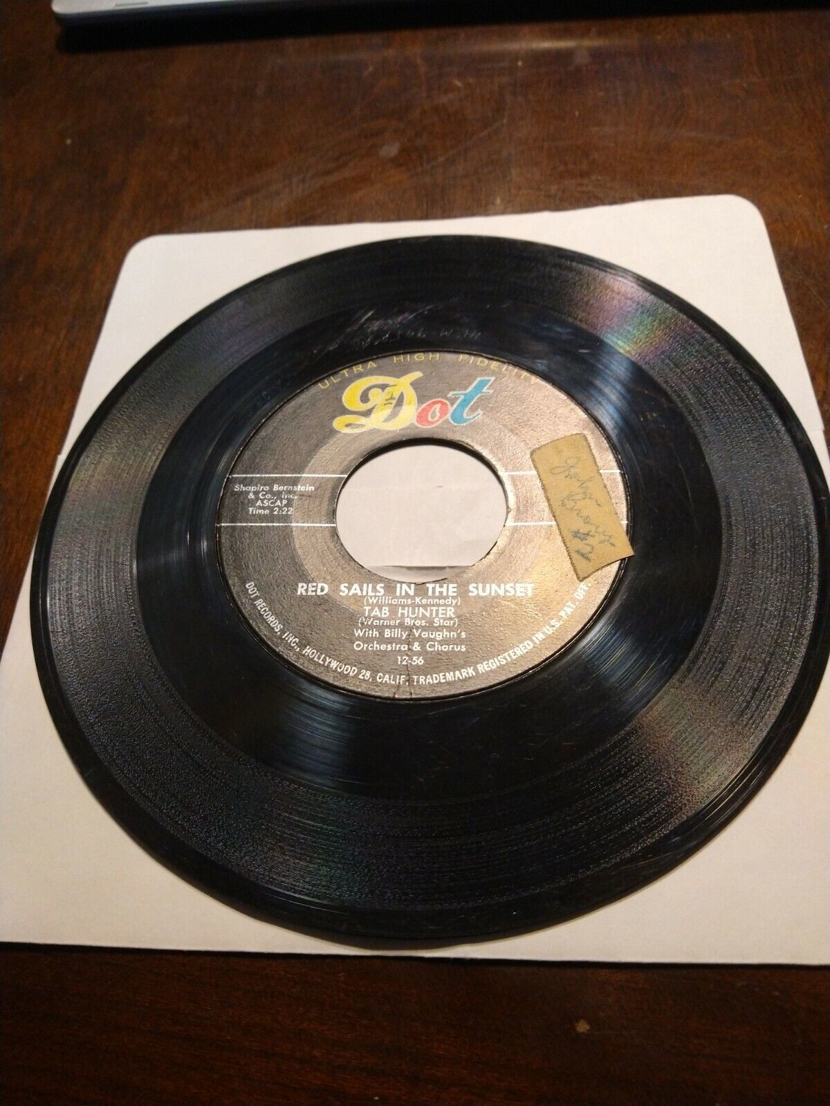 Tab Hunter, Young Love / Red Sails in the Sunset (Dot records) 45 RPM - $7.91