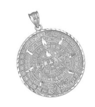 .925 Sterling Silver Aztec Mayan Calendar Pendant Charm - of - £204.72 GBP