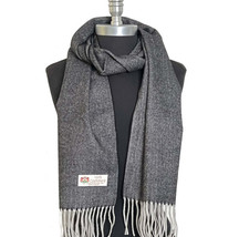 Men&#39;S 100% Cashmere Scarf Black/Gray Herring Bone Twill Design #1008 For... - £15.76 GBP