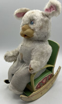 Toys Musical Bunny Sitting in a Rocking Chair Masudayum Electronic Tin Japan - £16.88 GBP