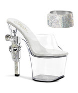 PLEASER REV712/C/M Sexy Clear Platform Rhinestone Ankle Cuff 7&quot; Exotic H... - £67.23 GBP