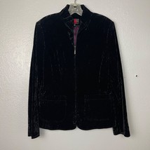 Gallery Size Small Crushed Velvet Burnout Full Zip  Lined Jacket Black P... - £16.34 GBP
