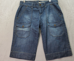 DKNY Bermuda Shorts Women&#39;s Size 6 Blue Denim Cotton Pockets Flat Front Low Rise - £18.03 GBP