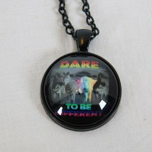 Dare to Be Different Rainbow Animal Black Cabochon Pendant Chain Necklace Round - £2.39 GBP