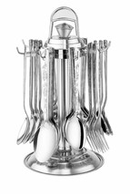 Premium Quality Stainless Steel 24 Pcs Spoon / Cutlery Set With Revolving Stand - £30.77 GBP