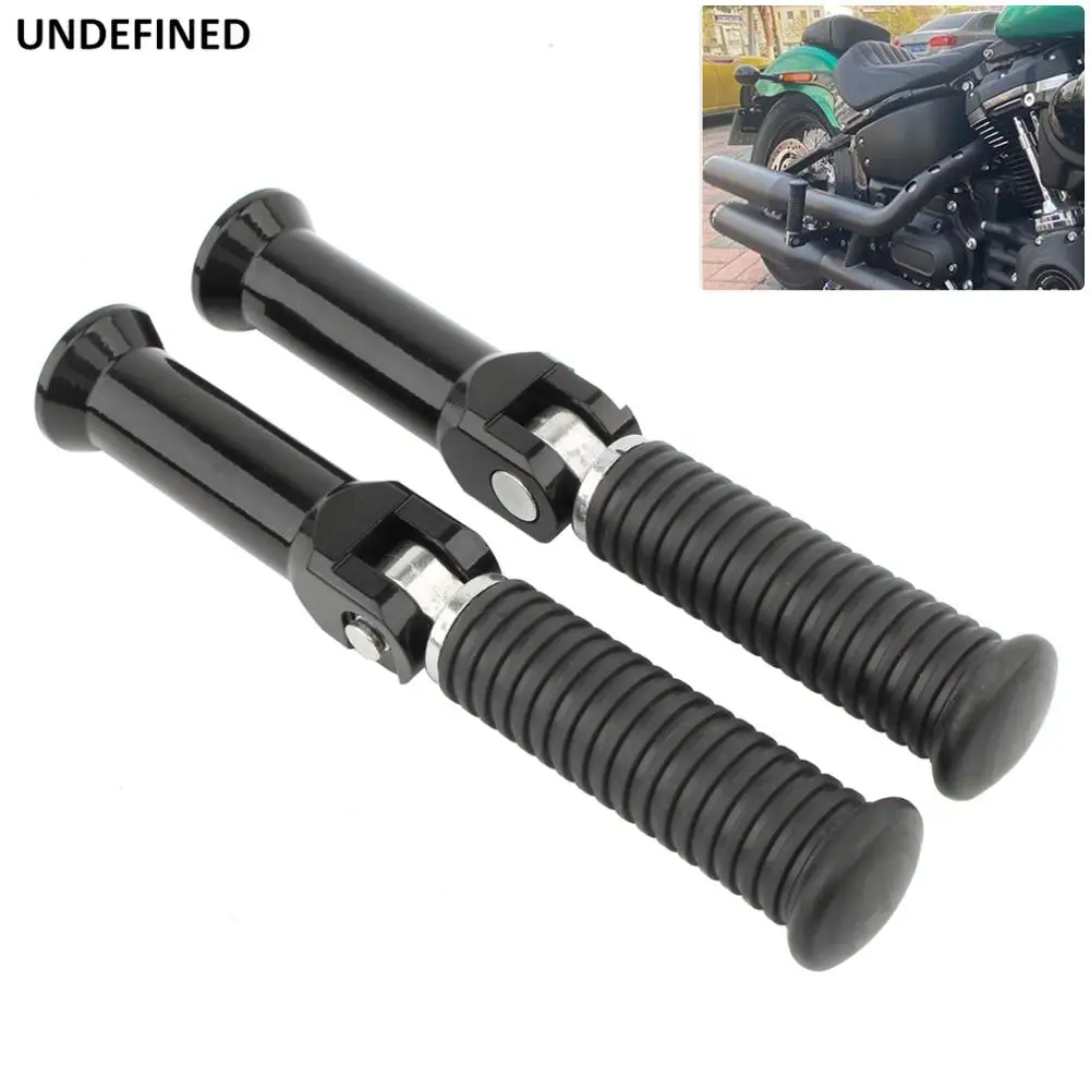 Black Passenger Footrests Support Kit CNC Aluminum Foot Pegs For Harley Softail - £58.54 GBP+