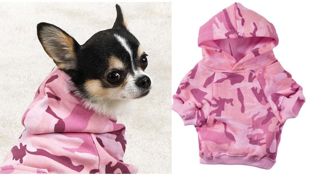 Pink Camo Dog Hoodies Cute High Quality 100% Cotton Kangaroo Pocket Sweatshirt