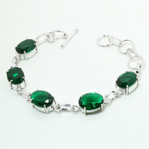 Chrome Diopside Oval Shape Cut Gemstone Handmade Bracelet Jewelry 7-8" SA 1924 - £3.68 GBP