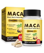 Organic Maca Root Black, Red, Yellow 1900 MG per Serving - 60 Vegan Caps... - €17,15 EUR