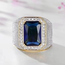 Künstlicher Diamant Herren Hochzeit Ring 14k Gelb Vergoldet 3.40 Karat Smaragd - £98.85 GBP