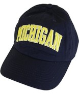 Michigan Buckle Back Adjustable Cotton Baseball Cap (Dark Blue/White Scr... - $27.28 CAD