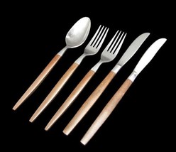 5 Pieces Ekco Eterna Canoe Muffin Stainless Flatware Knife Fork Spoon Japan MCM - £29.73 GBP