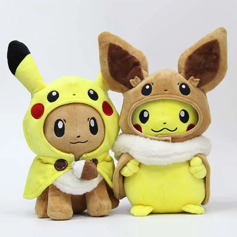 2pcs/lot 30cm TAKARA TOMY Pokemon Pikachu Cosplay Eevee Plush Toys Anime Stuffed - £32.95 GBP