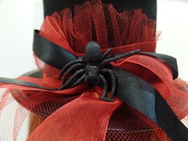 Mini Top Hot with Large Spider Red &amp; Black Organza and Ribbon Darling Hat - £19.55 GBP