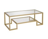 45&quot; Wide Rectangular Coffee Table In Brass, Modern Coffee Tables For Liv... - $162.99