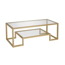 45&quot; Wide Rectangular Coffee Table In Brass, Modern Coffee Tables For Living Room - £130.26 GBP