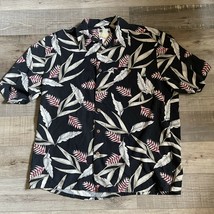 Silk Hawaiian Shirt Banana Cabana Short Sleeve Button down sz L tropical - £8.90 GBP