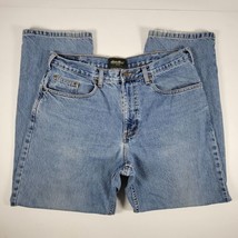 Eddie Bauer Men&#39;s Relaxed Fit 100% Cotton Jean size 36 S light wash brok... - £16.73 GBP