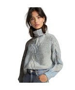 Sincerely Jules Gray Cable Knit Half Zip Up Sweater  - £21.43 GBP