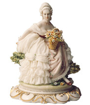 Italian Porcelain Principe Figurine Lady with Flowers Hand Painted New - $920.00