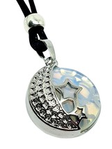 Opalite Moon Star Necklace Pendant Celestial Protection Gemstone Beaded Corded - £6.77 GBP