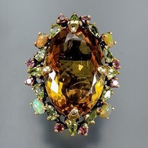 40ct+ Citrine, Opal, Peridot and Rhodolite Garnet Ring 925 Sterling  Size 8 - £184.97 GBP