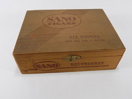 Vintage SANO BELVEDERES CIGARS WOODEN CIGAR BOX 15 Cent w/ Latch - $7.61