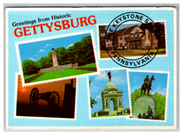 Greeting Historic Gettysburg Pennsylvania Monuments Postcard Unposted - £3.86 GBP