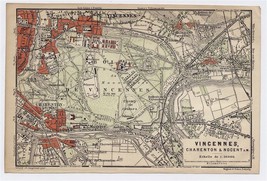 1904 Original Antique Map Of Vincennes CHARENTON-LE-PONT Paris France - £15.22 GBP