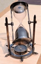 Vintage Nautical Sand Hourglass with Compass Sand Timer Black Sand Hourglass - £26.11 GBP
