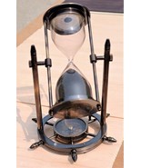 Vintage Nautical Sand Hourglass with Compass Sand Timer Black Sand Hourg... - £25.81 GBP
