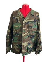 Army BDU w/ Patch Woodland Camouflage Combat MEDIUM REGULAR Camo Jacket ... - £27.66 GBP