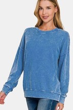 Zenana Washed Round Neck Dropped Shoulder Sweatshirt - $36.74