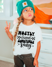 Mostly Sweet Sometimes Sassy Graphic Tee T-Shirt Kids Toddler Baby Girls - £18.16 GBP