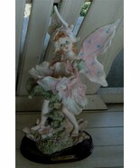 Pretty Resin Fairy Statuette, Wooden Base, VERY GOOD CONDITION - $40.73 CAD